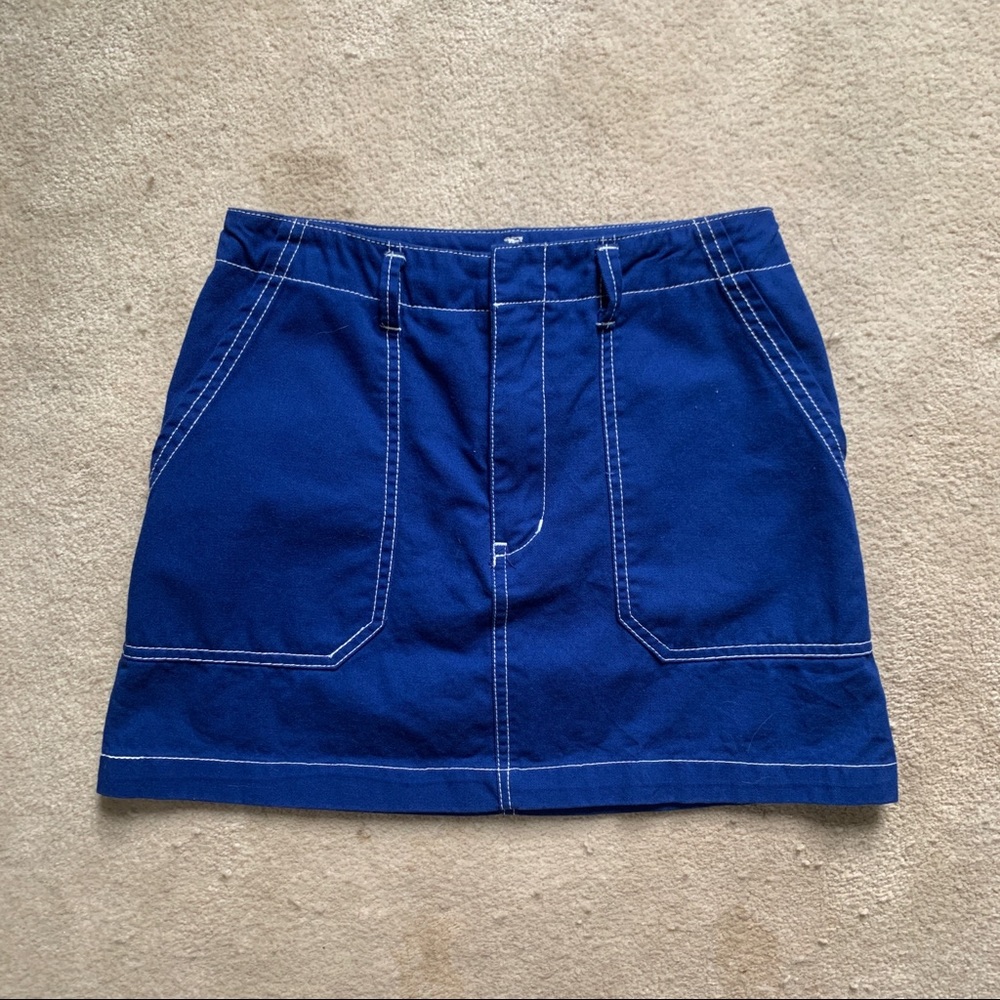 Wild Fable Blue Contrast Stitch Mini Skirt